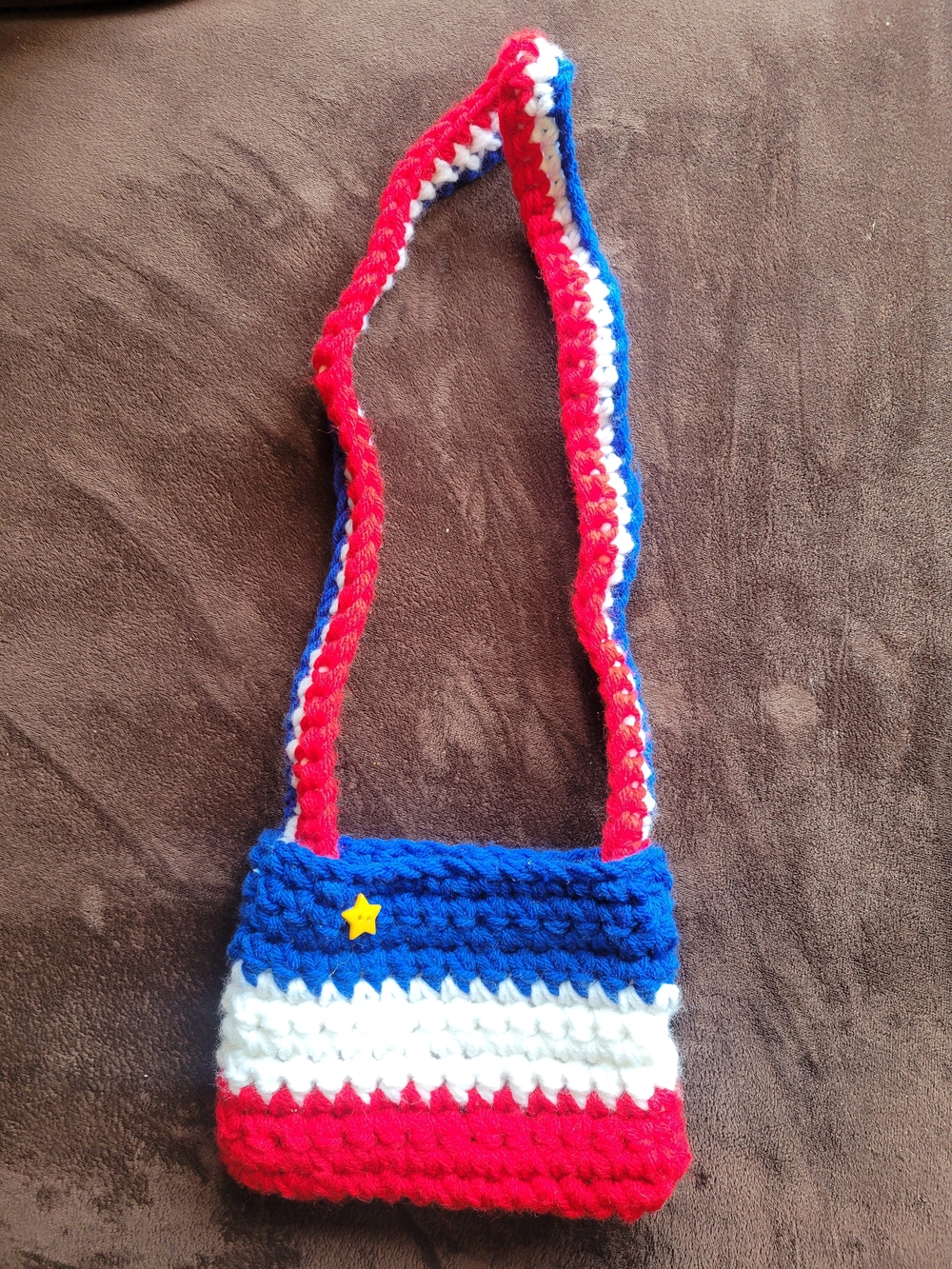 Handmade Red White & Blue Crochet Crossbody Bag